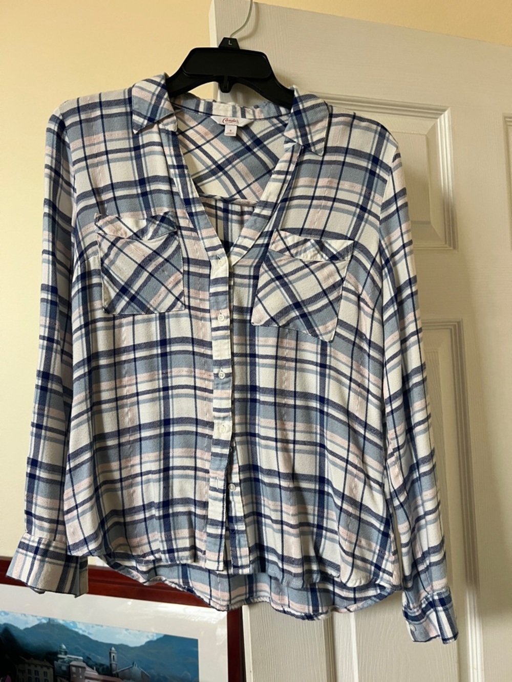 Candie's Pink & Blue Plaid Button-Up Shirt